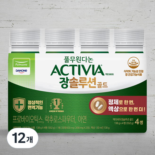 풀무원다논 액티비아 장솔루션 골드, 138g, 4개입, 3개