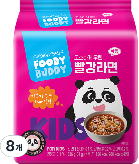 푸디버디 빨강라면, 84g, 8개
