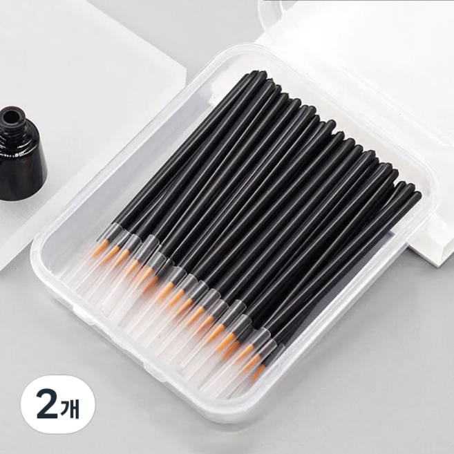 카카스 라이너 일회용 네일 브러쉬 KN-B3087 100p, 2개, 브라운