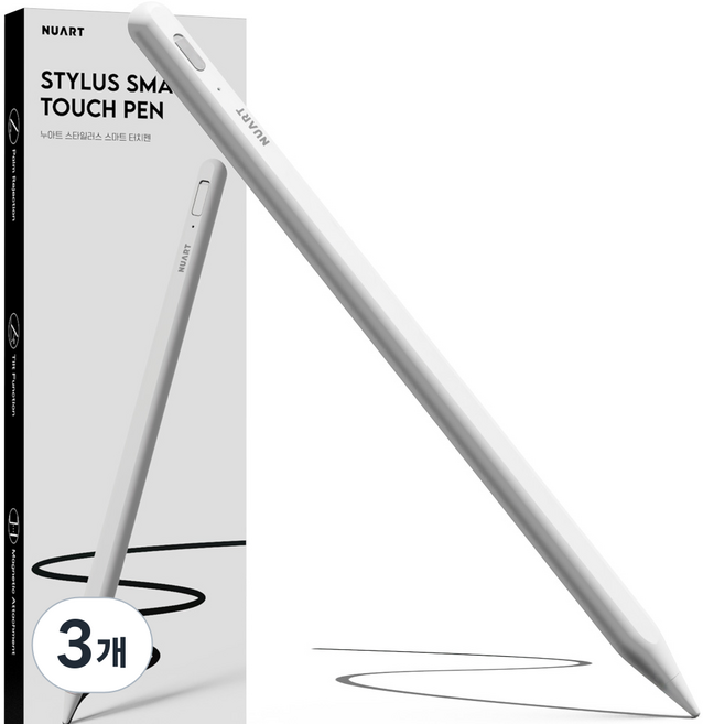 누아트 아이패드 호환 스타일러스 블루투스형 스마트 터치펜, 화이트, 3개