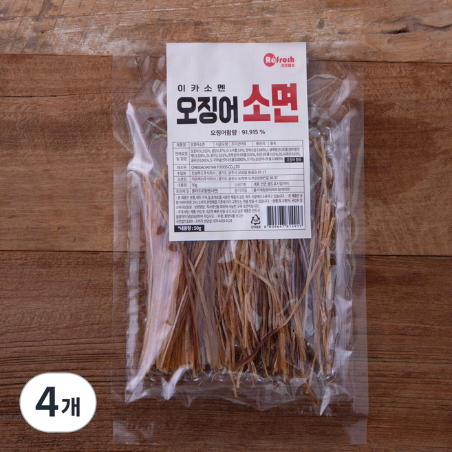 리프레쉬 이카소멘 오징어 소면, 50g, 4개