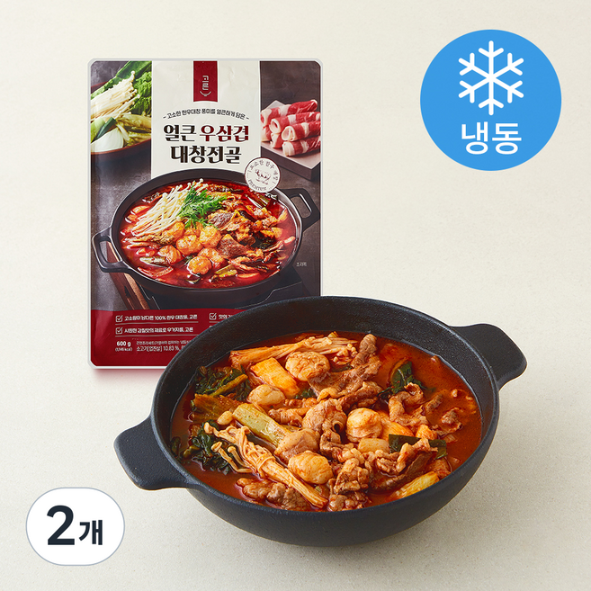 고른 얼큰 우삼겹 대창전골 (냉동), 600g, 2개