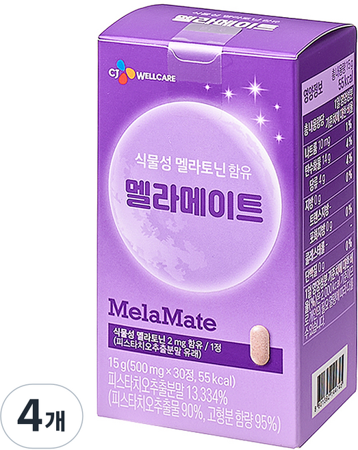 CJ웰케어 식물성 멜라토닌 함유 멜라메이트 15g, 4개, 30정
