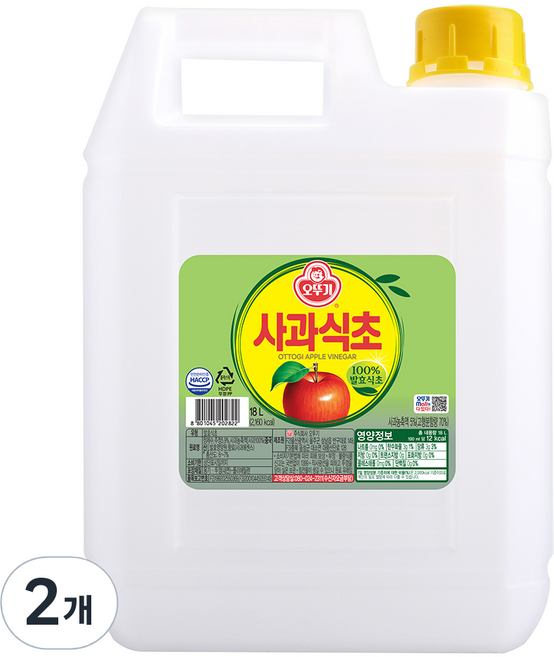 오뚜기 사과식초, 18L, 2개