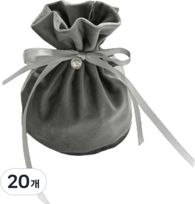 마켓감성 웨딩벨벳 주머니 스탠다드, 그레이, 20개