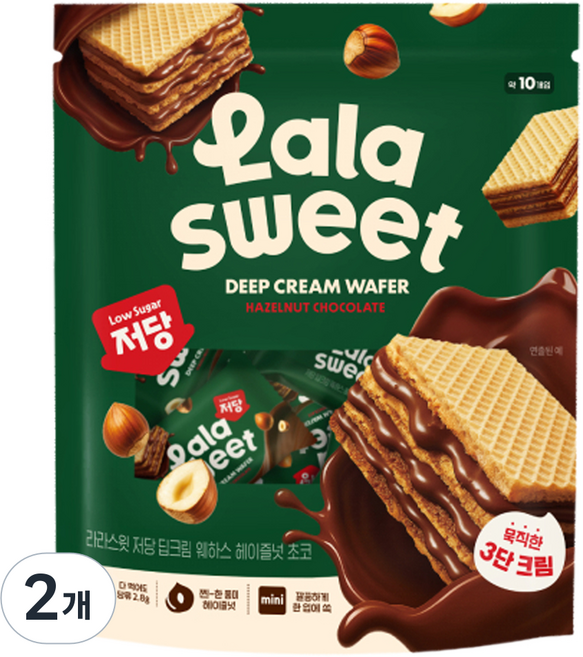 라라스윗 저당 웨하스 헤이즐넛 초코 10p, 2개, 80g