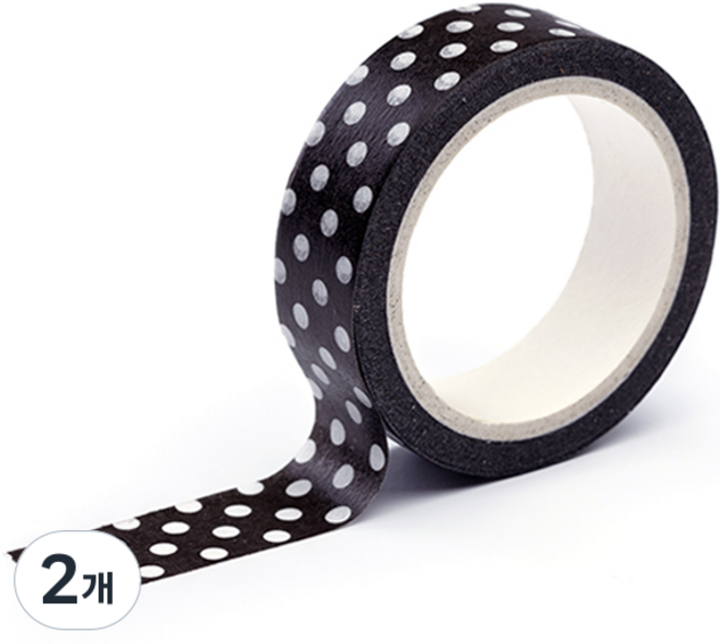프린텍디자인 마스킹 테이프 15mm x 10m, 블랙 도트(DM14-1510), 2개