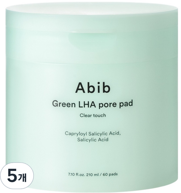 아비브 그린 LHA 모공 패드 클리어 터치 210ml, 60매입, 5개