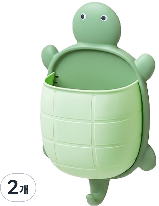 더플로우커머스 거북이 벽걸이 거치대, 소프트 그린, 2개