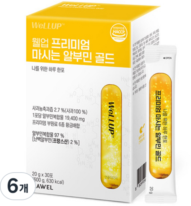 웰업 프리미엄 마시는 알부민 골드, 6개, 600g