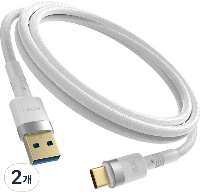 아트뮤 플렉스 USB 3.2 gen1 C타입 고속충전 케이블, 120cm, 화이트, 2개