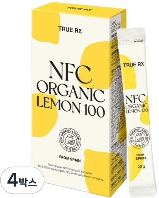 트루알엑스 유기농 레몬즙 스틱 NFC 착즙 원액 클리오 10p, 200g, 4세트 - 쿠팡