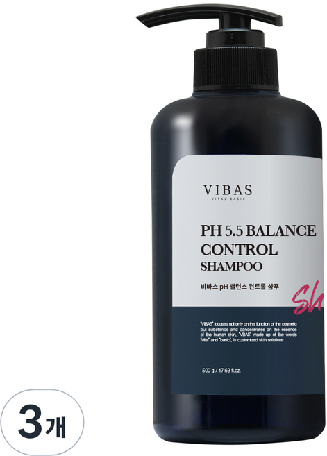 비바스 ph 밸런스 컨트롤 샴푸, 500g, 3개