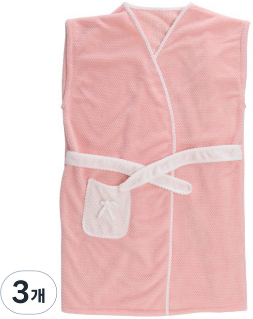 원이네 여성용 심플한 가운 면사, 핑크, 3개