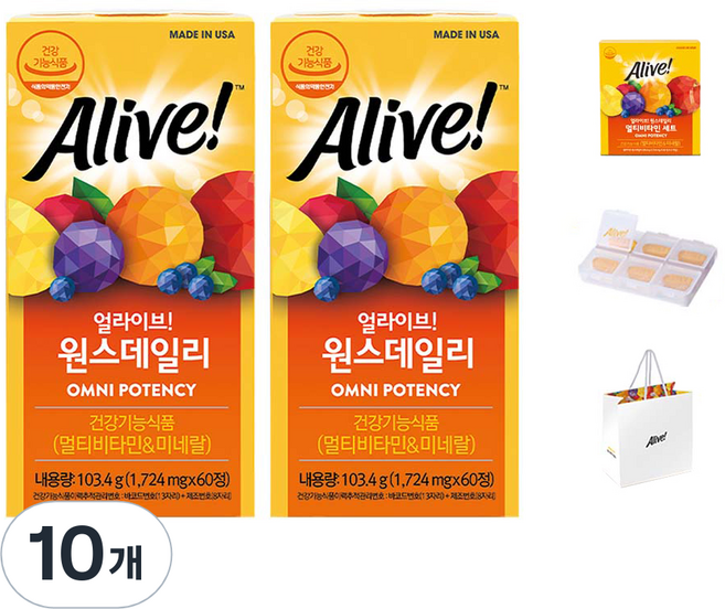 얼라이브 원스데일리 멀티비타민 선물세트, 60정, 10개