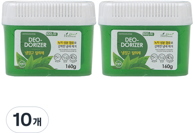 허브스토리 냉장고 탈취제 녹차젤 본품, 160g, 10개