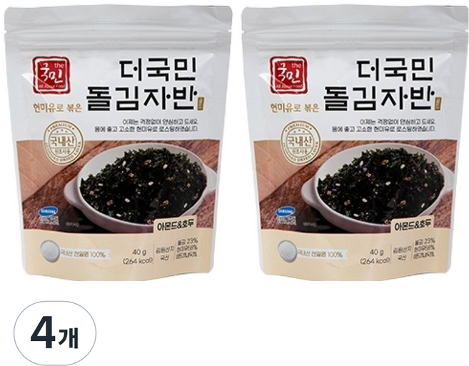더국민 현미유 돌김자반 아몬드 & 호두, 40g, 4개