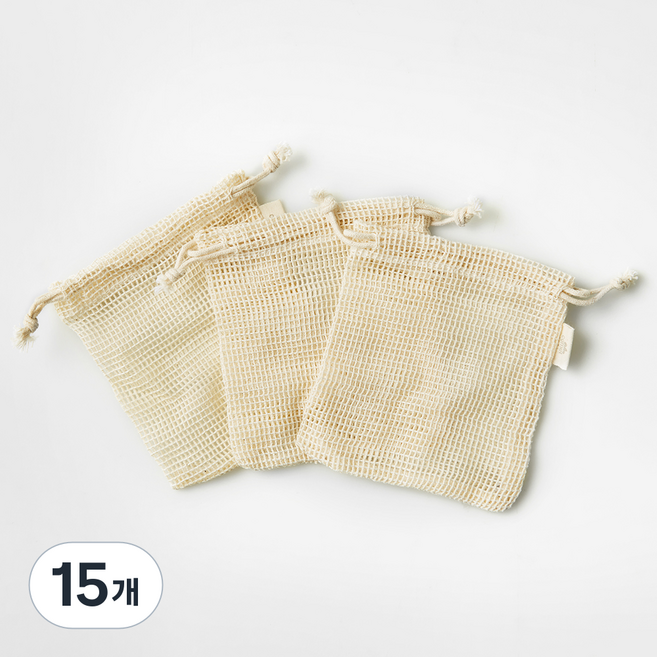 코멧 홈 유기농 원단으로 만든 순면 비누 거품망, 내추럴, 15개