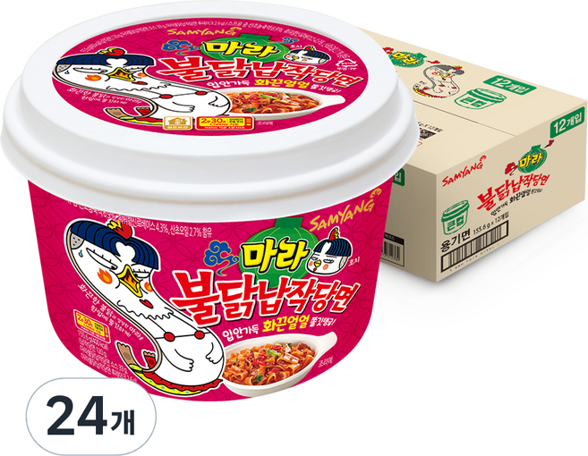 삼양 식품 마라불닭 납작당면, 24개, 155.6g