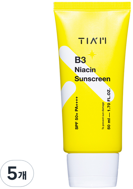 TIA'M 維他命B3菸鹼酸清爽水感防曬乳 SPF50+ PA++++, 50ml, 5條