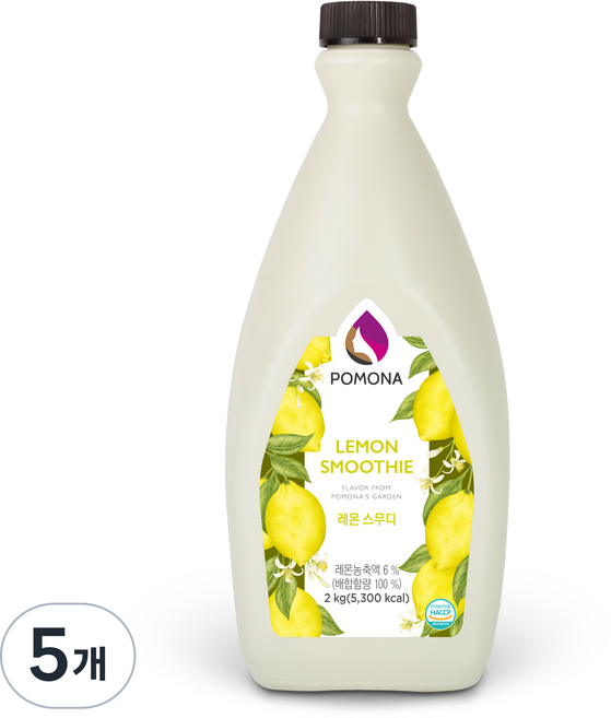 포모나 스무디 시럽 레몬, 2kg, 5개