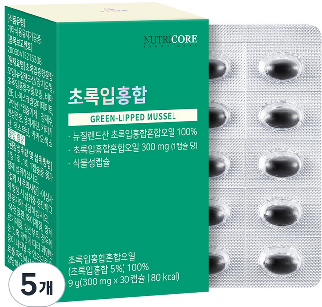 뉴트리코어 초록입 홍합 9g, 5개, 30정