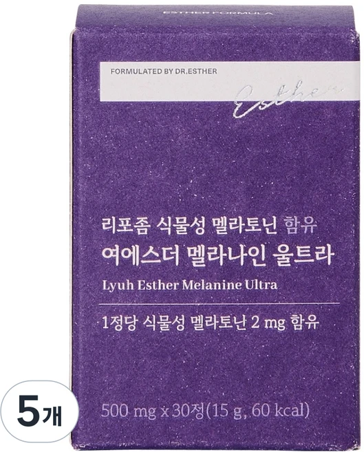 에스더포뮬러 리포좀 식물성 멜라토닌 함유 여에스더 멜라나인 울트라 15g, 30정, 5개 - 쿠팡