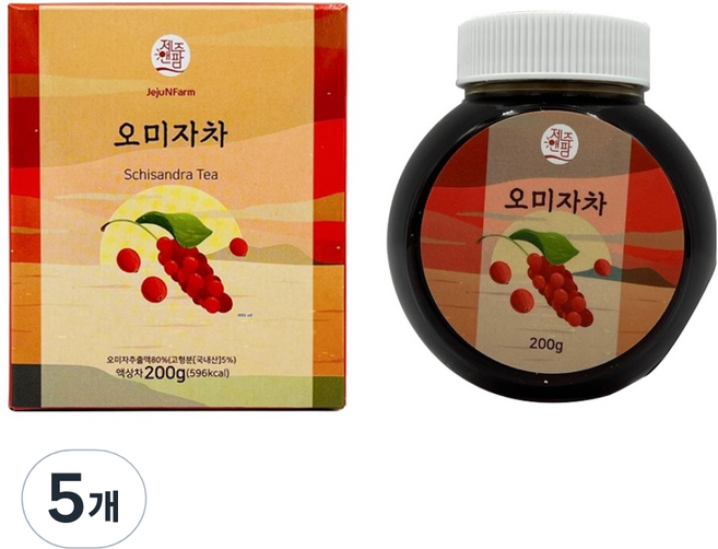 제주앤팜 오미자 액상차, 200g, 5개
