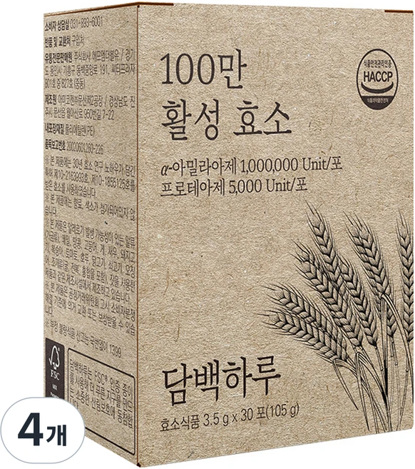 담백하루 100만 활성효소 30p, 105g, 4개 - 쿠팡