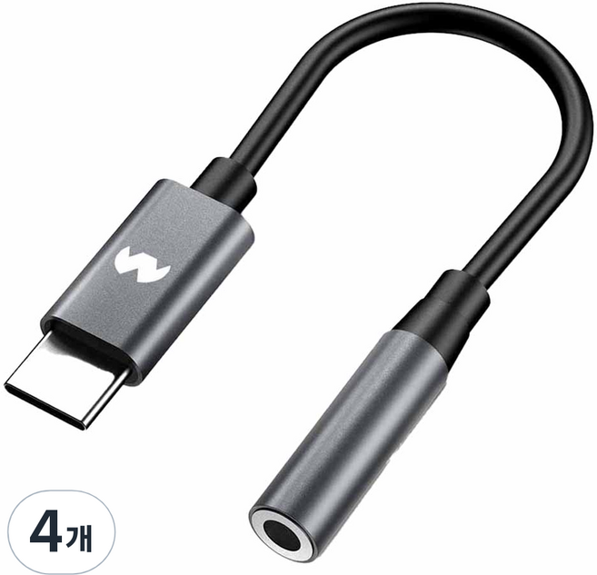 구스페리 C타입 3.5mm 이어폰 변환젠더, 14cm, 다크그레이, 4개