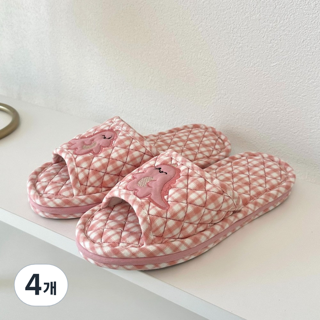 제이드슈 3중 쿠션 면 실내 슬리퍼, 핑크, 4개