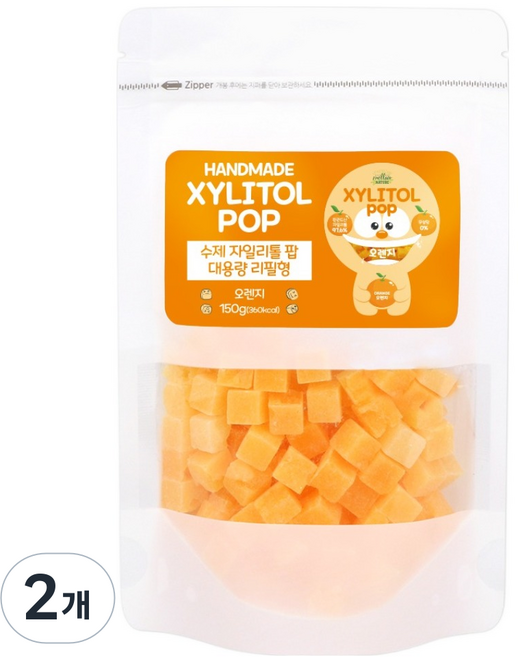 자일리톨팝 파우치 오렌지, 150g, 2개
