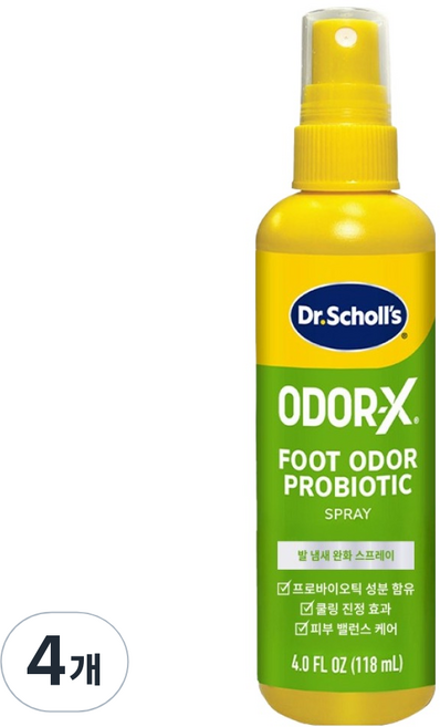 Dr. Scholl's 爽健 ODOR-X 益生菌足部噴霧, 118ml, 1入, 4個