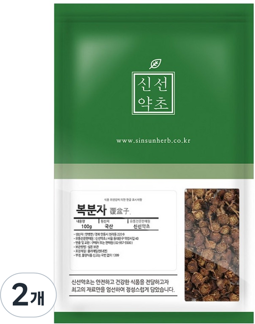신선약초 국내산 말린 건조 복분자 열매 소포장, 100g, 2개