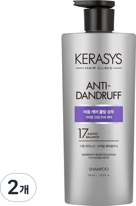 케라시스 가려운 두피 비듬케어 쿨링 단백질 샴푸, 750ml, 2개