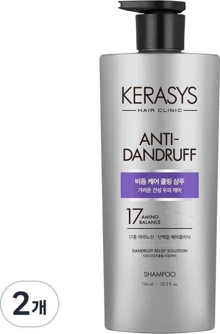 케라시스 가려운 두피 비듬케어 쿨링 단백질 샴푸, 750ml, 2개 - 쿠팡