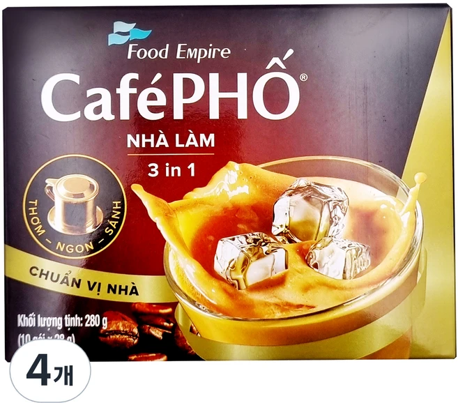 카페포 나람 3 in 1 홈메이드 밀크 커피, 4개, 10개입, 28g - 쿠팡