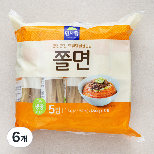 면사랑 냉장 쫄면 사리 5입, 1kg, 6개
