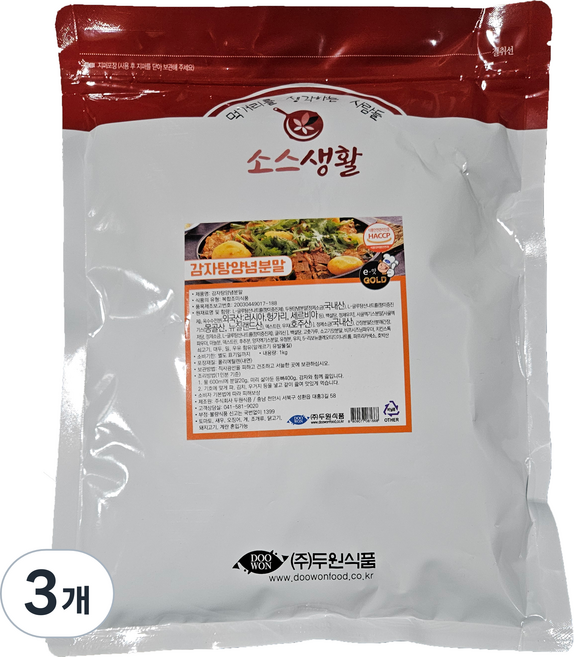 두원식품 감자탕양념 분말, 1kg, 3개
