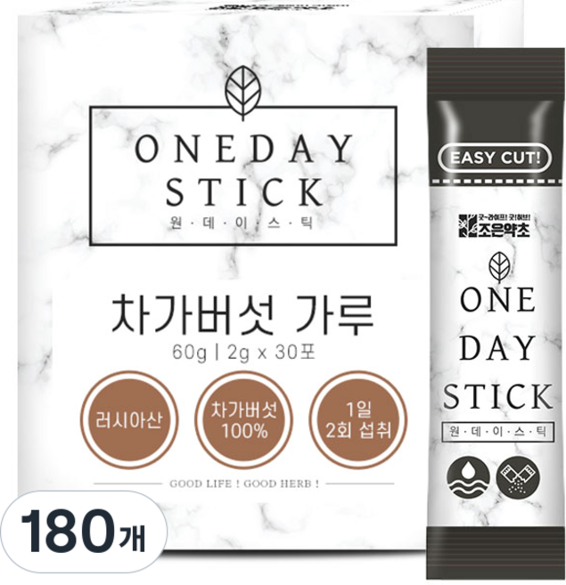 굿허브 원데이스틱 차가버섯 가루, 180개, 2g