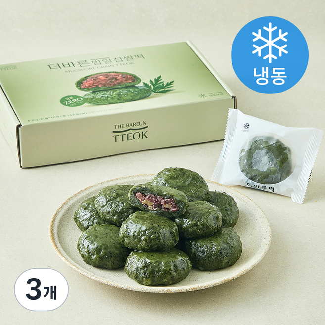 더바른 밥알찹쌀떡 당류제로(냉동), 60g, 3개, 10개입
