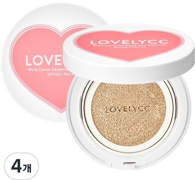 러블리씨씨 핑크 커버 에센스 선쿠션 10호 SPF50+ PA+++, 15g, 4개