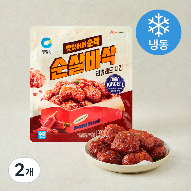 청정원 순살바삭 리얼레드 치킨 (냉동), 300g, 2개