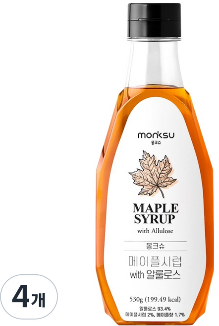 몽크슈 메이플시럽 WITH 알룰로스, 530g, 4개