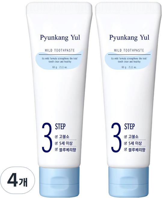 편강율 어린이 치약 블루베리향, 60g, 4개