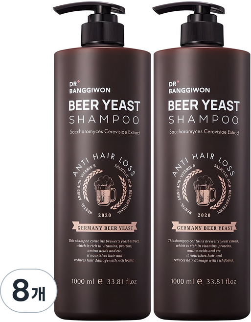 닥터방기원 맥주 효모 탈모증상 완화 샴푸, 1L, 8개