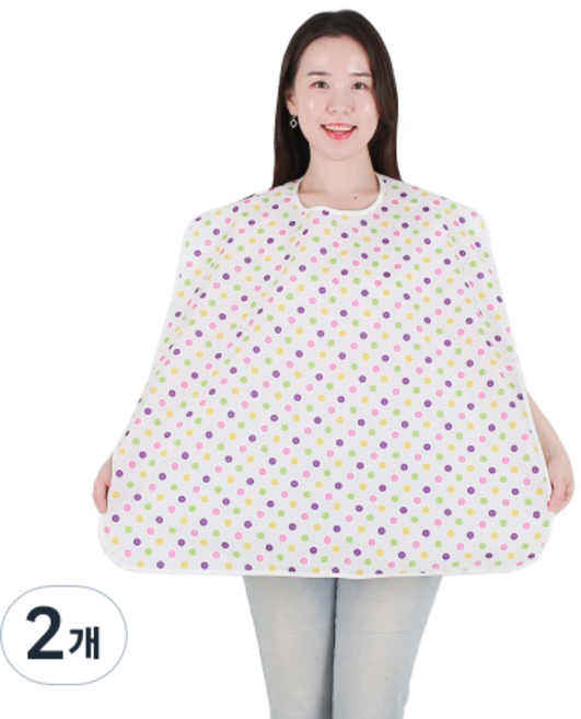 CLEAN UNIFORM 防水成人用掛頸式圍兜, 華麗圓點, 2個