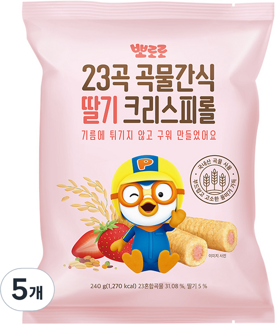 어니스트에프엔비 뽀로로 크리스피롤, 딸기맛, 240g, 5개