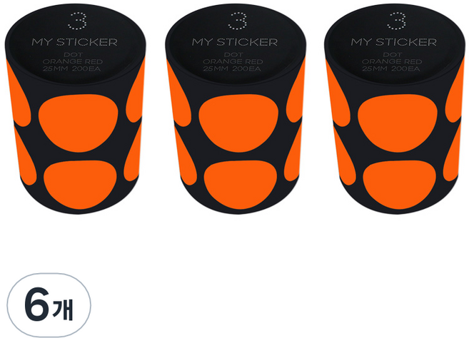 폼텍 마이스티커 도트 25mm 1롤, 03 ORANGE RED, 6개