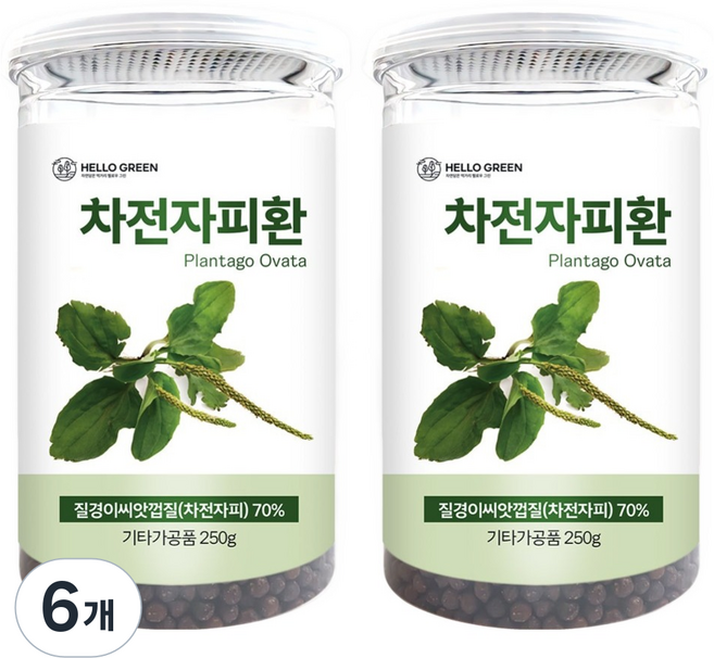 헬로우그린 차전자피환 통, 6개, 250g